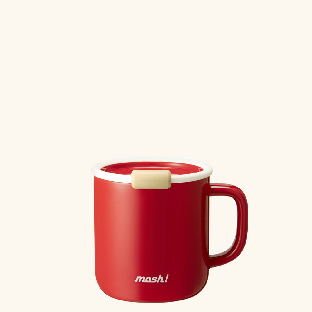 430ml MOSH Latte Vacuum Mug (White/Red)